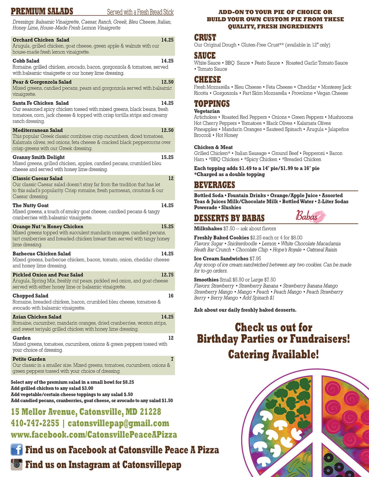 Peace-A-Pizza Menu 042326 2